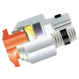 Push-in koppelingen rood - messing vernikkeld